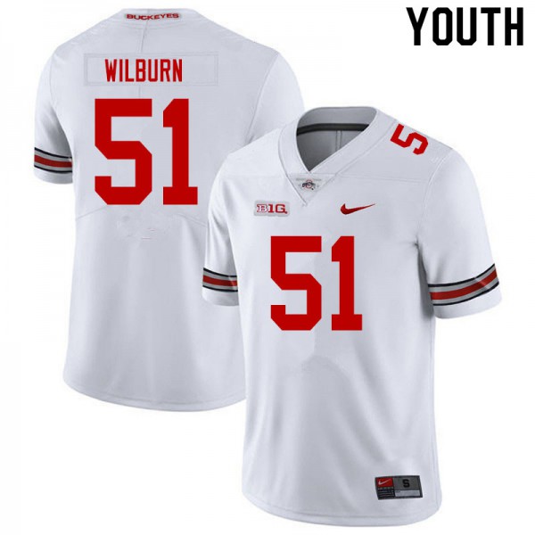 Ohio State Buckeyes #51 Trayvon Wilburn Youth NCAA Jersey White
